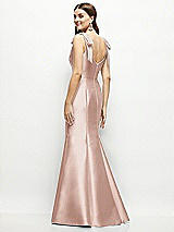 Rear View Thumbnail - Toasted Sugar Satin Fit and Flare Maxi Dress with Shoulder Bows