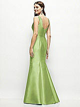 Rear View Thumbnail - Mojito Satin Square Neck Fit and Flare Maxi Dress
