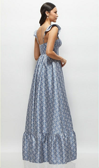 ワンピース [SORDI] Flower Jacquard Dress Bow One-shoulder Oscar Metallic Floral Jacquard Trumpet Maxi
