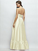 Rear View Thumbnail - Butter Yellow Strapless Cat-Eye Boned Bodice Maxi Dress with Ruffle Hem