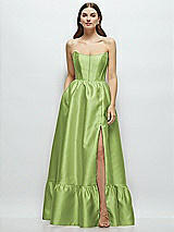 Front View Thumbnail - Mojito Strapless Cat-Eye Boned Bodice Maxi Dress with Ruffle Hem
