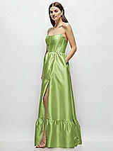 Side View Thumbnail - Mojito Strapless Cat-Eye Boned Bodice Maxi Dress with Ruffle Hem