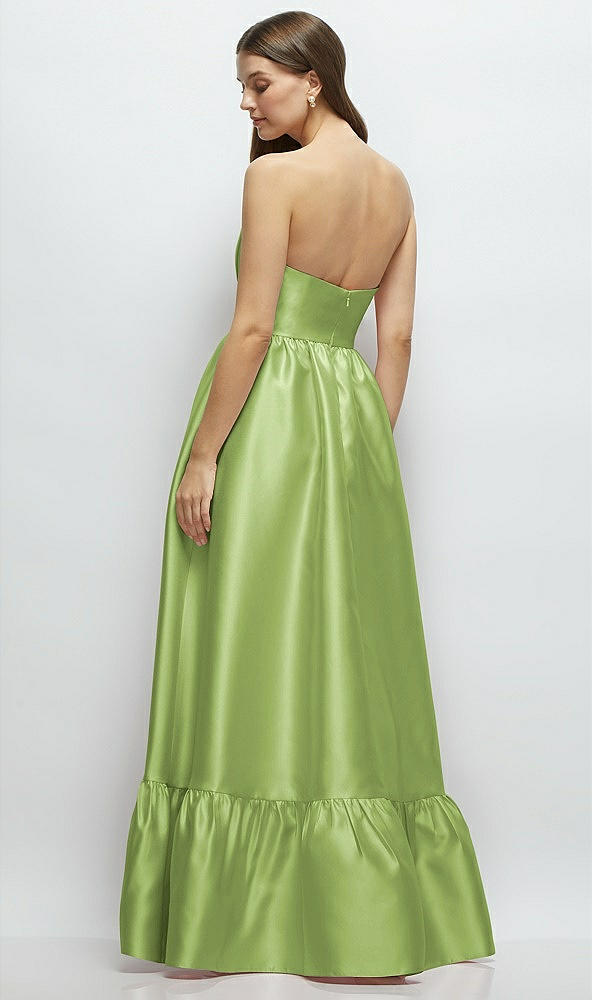 Back View - Mojito Strapless Cat-Eye Boned Bodice Maxi Dress with Ruffle Hem