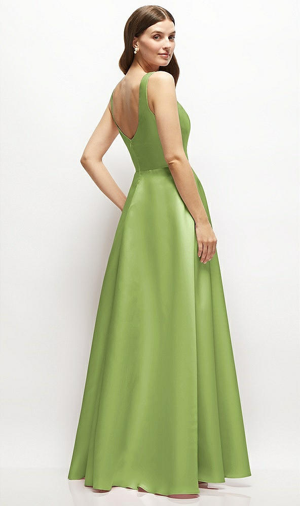 Back View - Mojito Square-Neck Satin Maxi Dress with Full Skirt