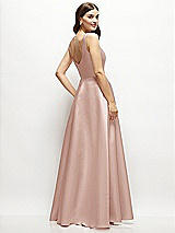 Rear View Thumbnail - Toasted Sugar Square-Neck Satin Maxi Dress with Full Skirt