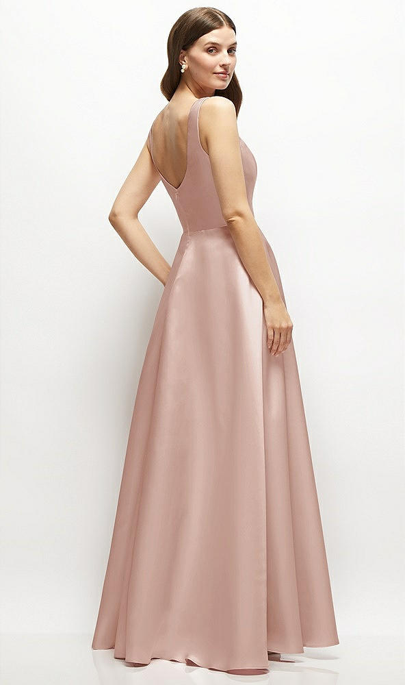 Back View - Toasted Sugar Square-Neck Satin Maxi Dress with Full Skirt