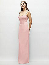 Side View Thumbnail - Rose Corset-Style Crepe Column Maxi Dress with Adjustable Straps