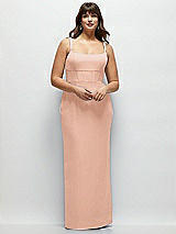 Alt View 1 Thumbnail - Pale Peach Corset Midriff Crepe Column Maxi Dress