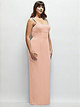 Alt View 2 Thumbnail - Pale Peach Corset Midriff Crepe Column Maxi Dress