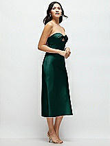 Side View Thumbnail - Evergreen Strapless Bow-Bandeau Cutout Satin Midi Slip Dress