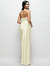 Rear View Thumbnail - Butter Yellow Strapless Bow-Bandeau Cutout Satin Maxi Slip Dress