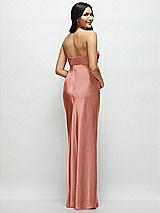 Rear View Thumbnail - Desert Rose Strapless Bow-Bandeau Cutout Satin Maxi Slip Dress