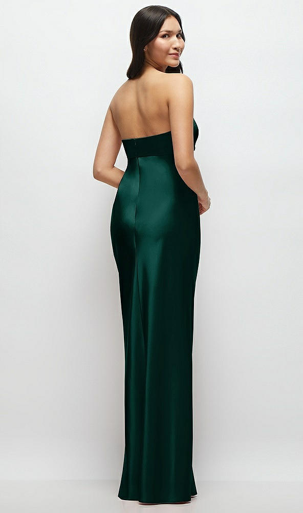 Back View - Evergreen Strapless Bow-Bandeau Cutout Satin Maxi Slip Dress