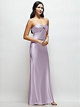 Side View Thumbnail - Lilac Haze Strapless Bow-Bandeau Cutout Satin Maxi Slip Dress