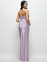 Rear View Thumbnail - Lilac Haze Strapless Bow-Bandeau Cutout Satin Maxi Slip Dress