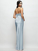 Rear View Thumbnail - Mist Strapless Bow-Bandeau Cutout Satin Maxi Slip Dress