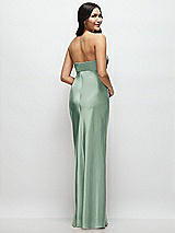Rear View Thumbnail - Seagrass Strapless Bow-Bandeau Cutout Satin Maxi Slip Dress