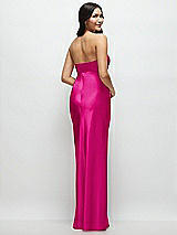 Rear View Thumbnail - Think Pink Strapless Bow-Bandeau Cutout Satin Maxi Slip Dress