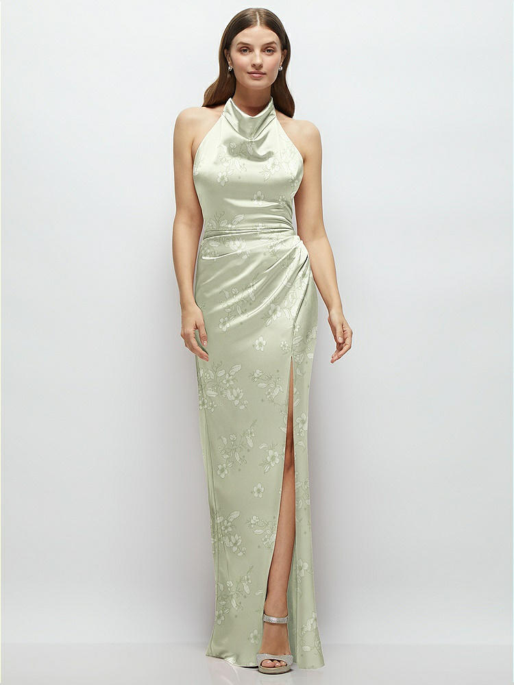 Floral Satin Mix-and-match High Waist Seamed Bias Skirt In