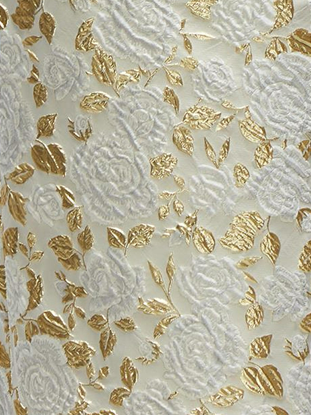 Gold Leaf Brocade Fabric By The Yard In Winter Rose | The