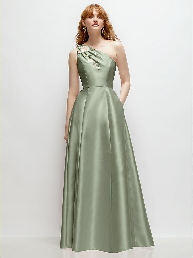 Bow One-shoulder Fluid Satin Maxi Bridesmaid Dress With Full Bow One-shoulder Fluid Satin Maxi Bridesmaid Dress With Full