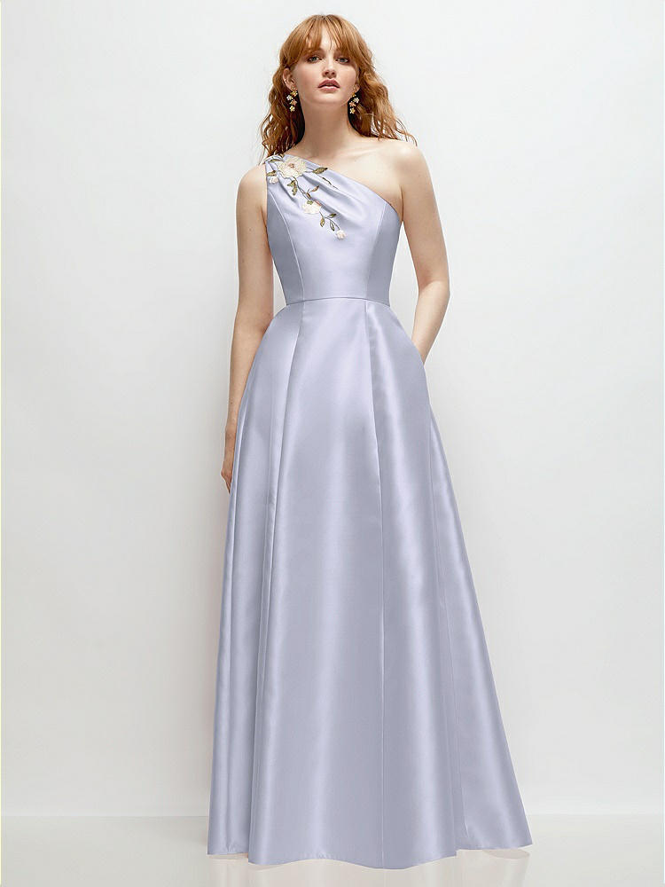 Oversized Flower One-shoulder Satin Column Bridesmaid Dress Oversized Flower One-shoulder Satin Column Bridesmaid Dress