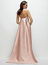 Rear View Thumbnail - Toasted Sugar Strapless Satin Column Dress with Removeable Watteau Train