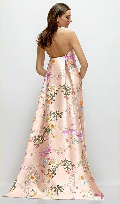 Strapless Floral Satin Column Bridesmaid Dress With Strapless Floral Satin Column Bridesmaid Dress With