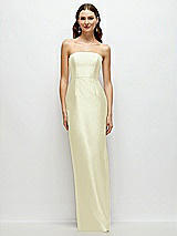 Front View Thumbnail - Butter Yellow Strapless Satin Column Dress with Back Slit