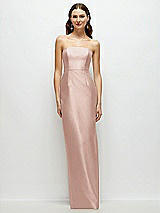 Front View Thumbnail - Toasted Sugar Strapless Satin Column Dress with Back Slit