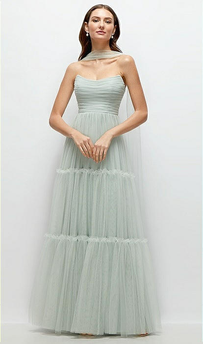Convertible Light Grey Tulle Long Bridesmaid Dresses Convertible Light Grey Tulle Long Bridesmaid Dresses