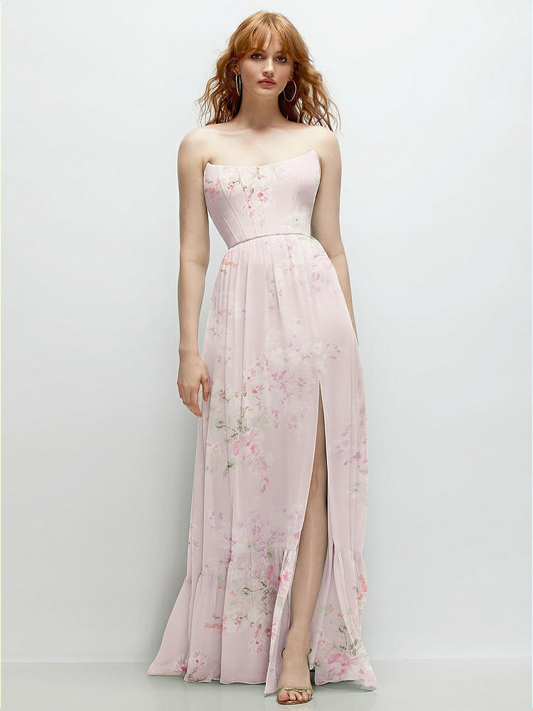 Strapless Empire Waist Cutout Maxi Bridesmaid Dress With