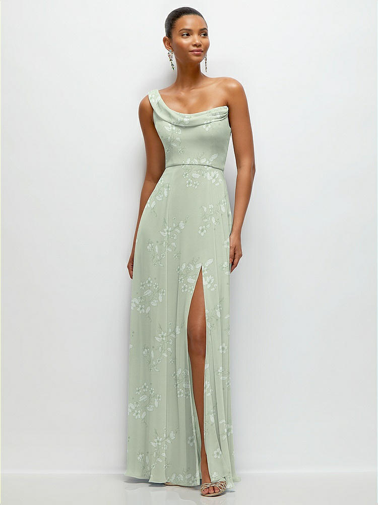 Chiffon One-shoulder Maxi Bridesmaid Dress With Circle Skirt