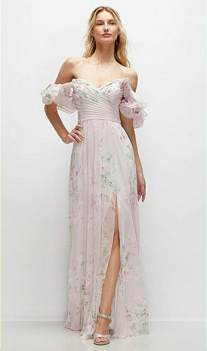 Dramatic Ruffle Edge Strap Chiffon Maxi Bridesmaid Dress In Dramatic Ruffle Edge Strap Chiffon Maxi Bridesmaid Dress In