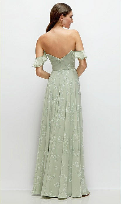 Convertible Ruffle Strap Chiffon Maxi Bridesmaid Dress With