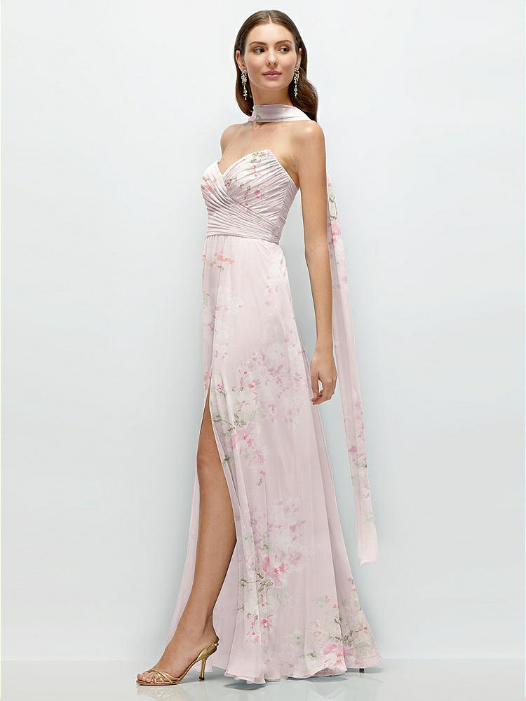 Strapless Empire Waist Cutout Maxi Bridesmaid Dress With