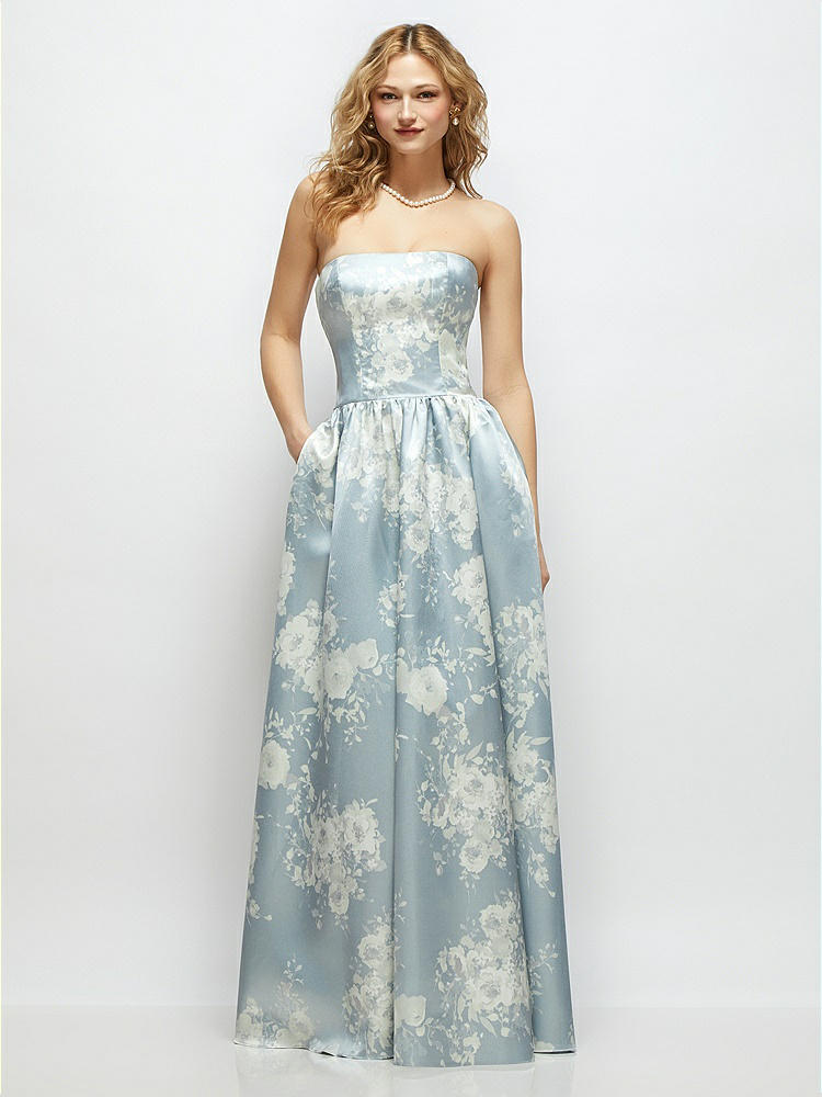 ワンピース Spring Bouquet Satin Dress One-shoulder Floral Satin Bridesmaid Dress With Draped Front