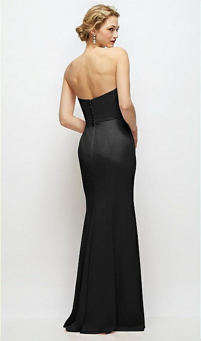 Strapless Crepe Tuxedo Bridesmaid Dress With Satin Lapels
