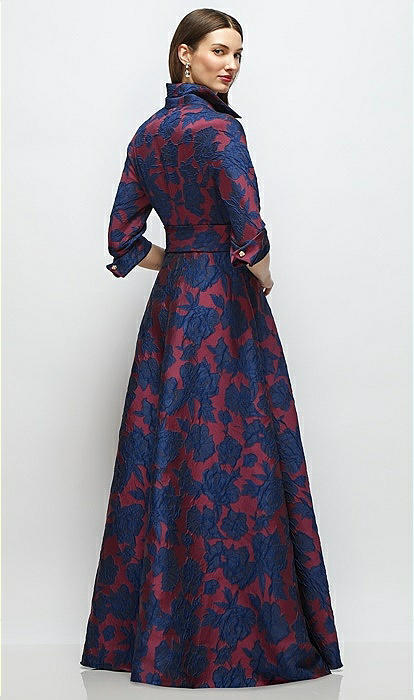 【ANDRÉSD】damask gather dress Heritage Floral Jacquard Shirt Bridesmaid Dress Dress With