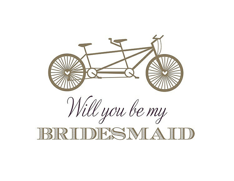 Front View - Antique Gold & Aubergine Will You Be My Bridesmaid Card - Bike