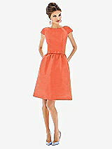 Alt View 1 Thumbnail - Fiesta Bateau Neck Cap Sleeves Cocktail Bridesmaid Dress