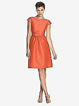 Front View Thumbnail - Fiesta Bateau Neck Cap Sleeves Cocktail Bridesmaid Dress