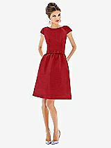 Alt View 1 Thumbnail - Garnet Bateau Neck Cap Sleeves Cocktail Bridesmaid Dress 
