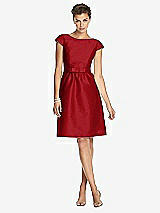 Front View Thumbnail - Garnet Bateau Neck Cap Sleeves Cocktail Bridesmaid Dress 
