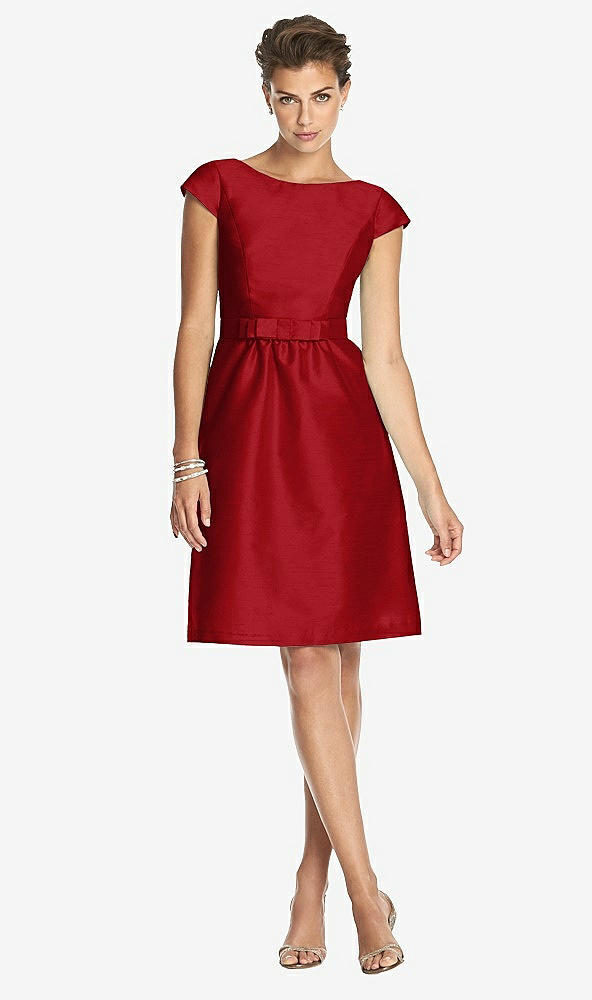 Front View - Garnet Bateau Neck Cap Sleeves Cocktail Bridesmaid Dress 