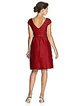Rear View Thumbnail - Garnet Bateau Neck Cap Sleeves Cocktail Bridesmaid Dress 