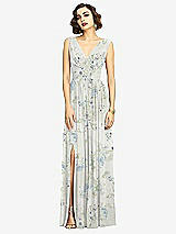Alt View 3 Thumbnail - Bleu Garden Sleeveless Draped Chiffon Maxi Dress with Front Slit