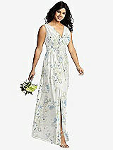 Alt View 4 Thumbnail - Bleu Garden Sleeveless Draped Chiffon Maxi Dress with Front Slit