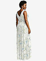 Rear View Thumbnail - Bleu Garden Sleeveless Draped Chiffon Maxi Dress with Front Slit