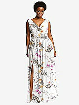 Front View Thumbnail - Butterfly Botanica Ivory Sleeveless Draped Chiffon Maxi Dress with Front Slit